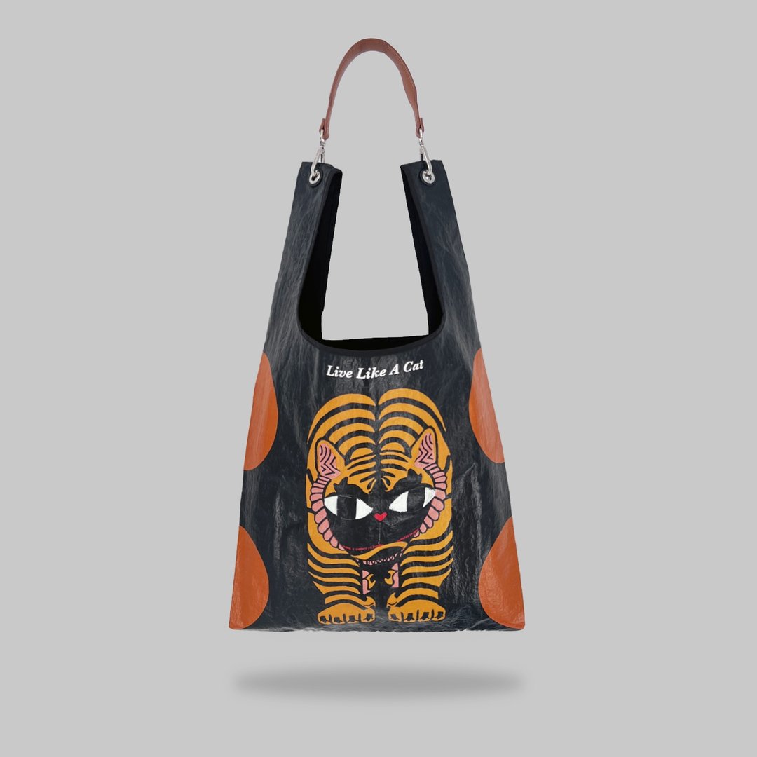 CATIGER Toby Bag | 配可拆真皮肩带 - 侧背包/斜挎包 - 尼龙 黑色