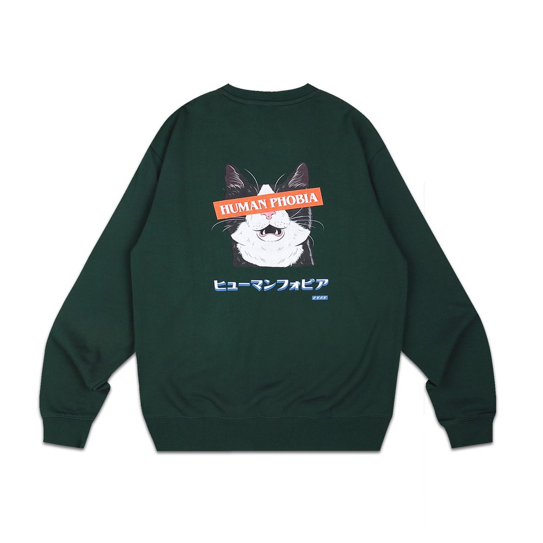 社交恐惧症 美式怀旧 重磅棉质圆领长袖 Tshirt衫系列 森林绿 - 女装上衣 - 棉 绿色
