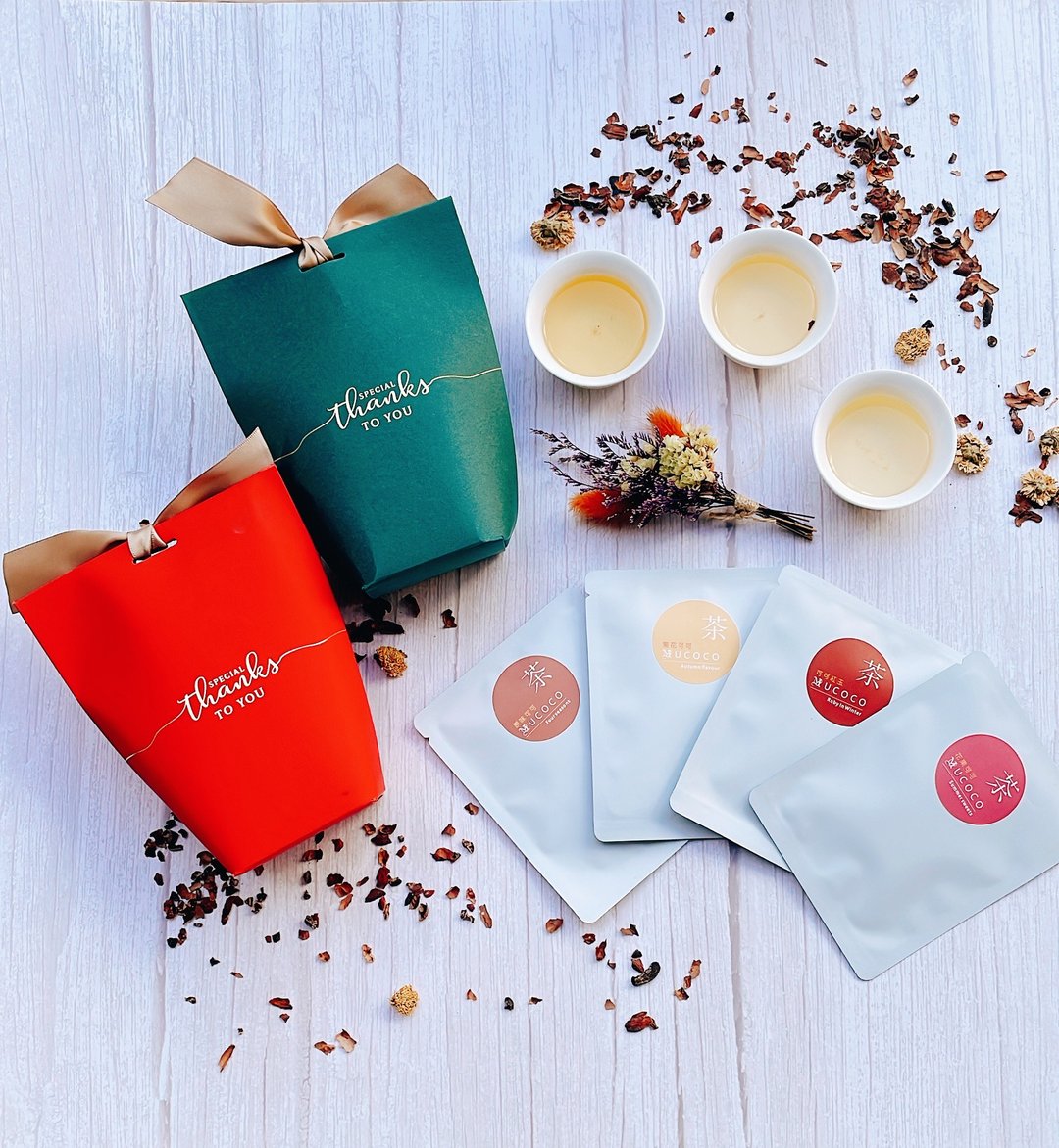 【婚礼小物】庄园可可茶小礼袋 | 100% 屏东原料 桌上礼 二进礼 - 茶 - 新鲜食材 红色
