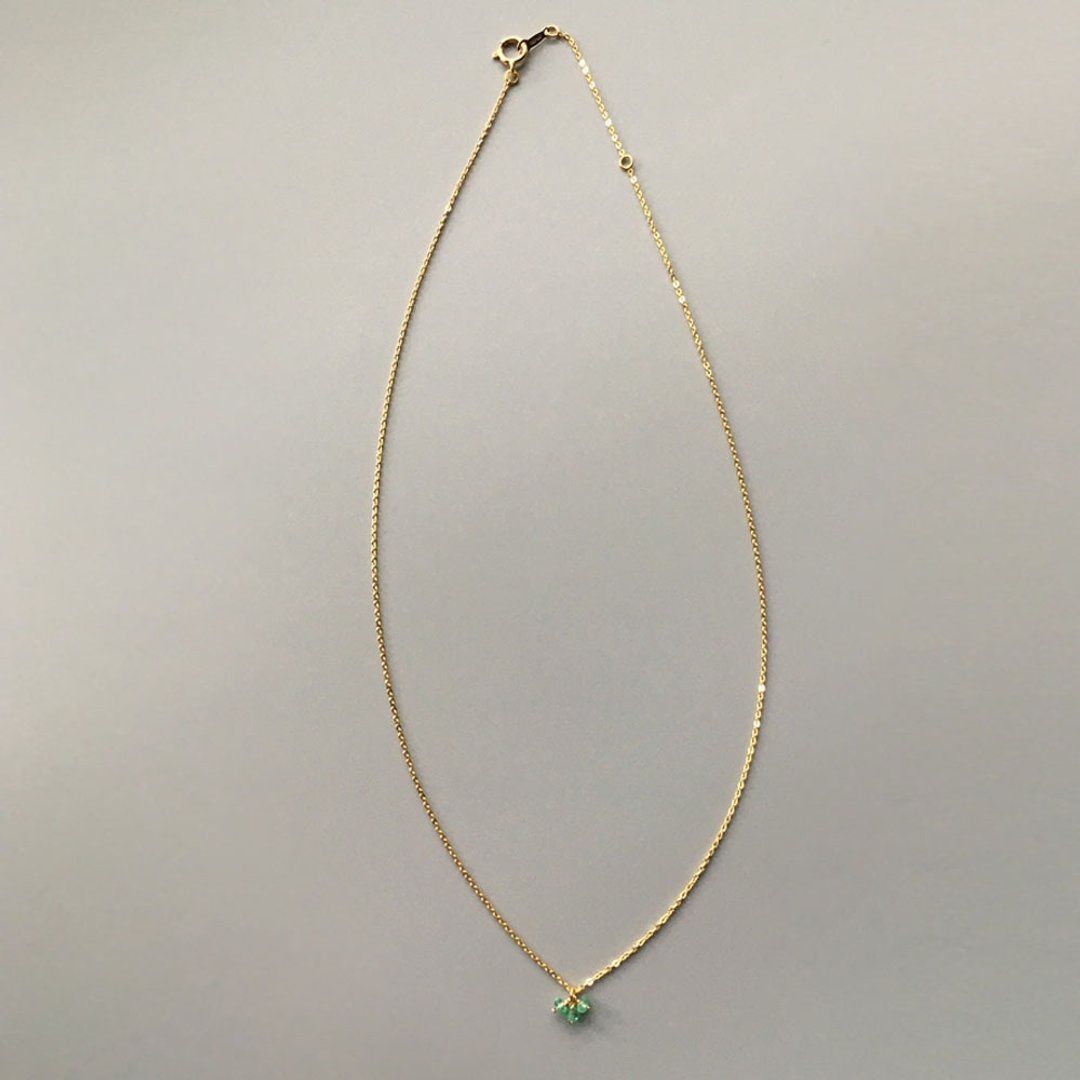 K14gf Emerald Necklace, May Birthstone, Dainty Necklace - 项链 - 宝石 绿色