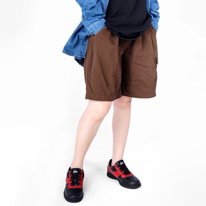 MIT 【拼接款潮流休闲鞋-女款黑红】潮流鞋 休闲鞋  拼接鞋款 - 女款牛津鞋/乐福鞋 - 真皮 红色