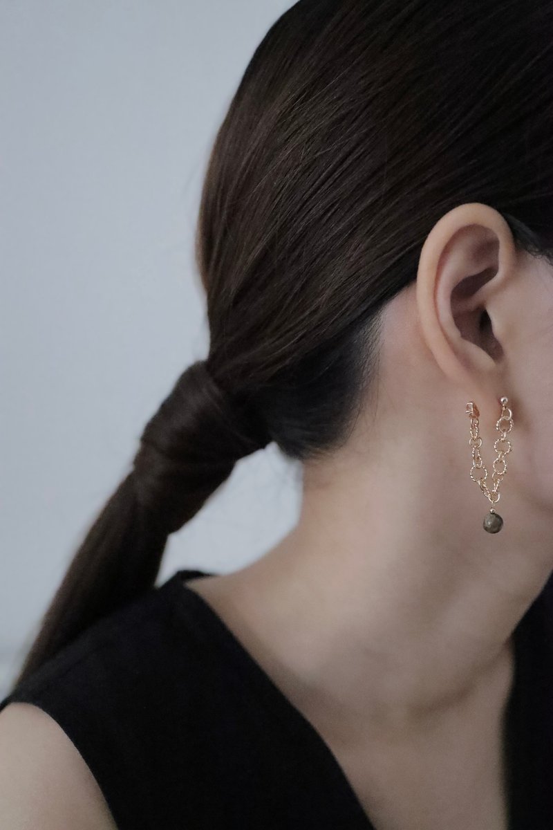 BASCOM 14K GF 玛瑙耳环 - 耳环/耳夹 - 半宝石 多色