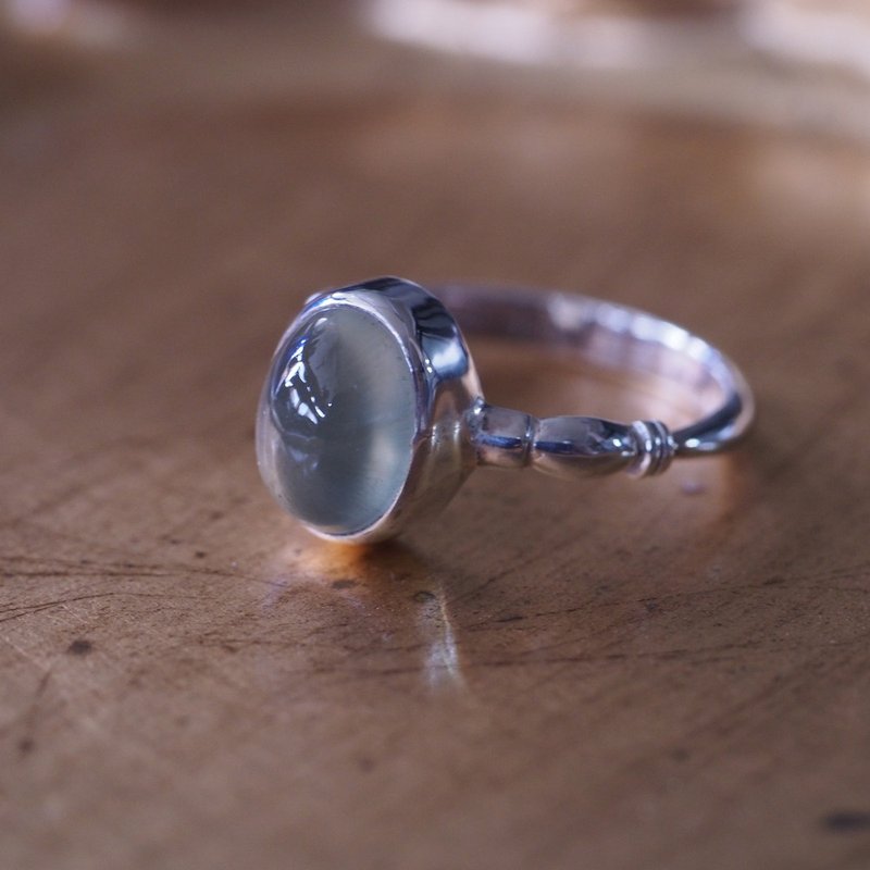 葡萄石 手工纯银 戒指 Prehnite handmade Sterling Silver ring - 戒指 - 半宝石 绿色