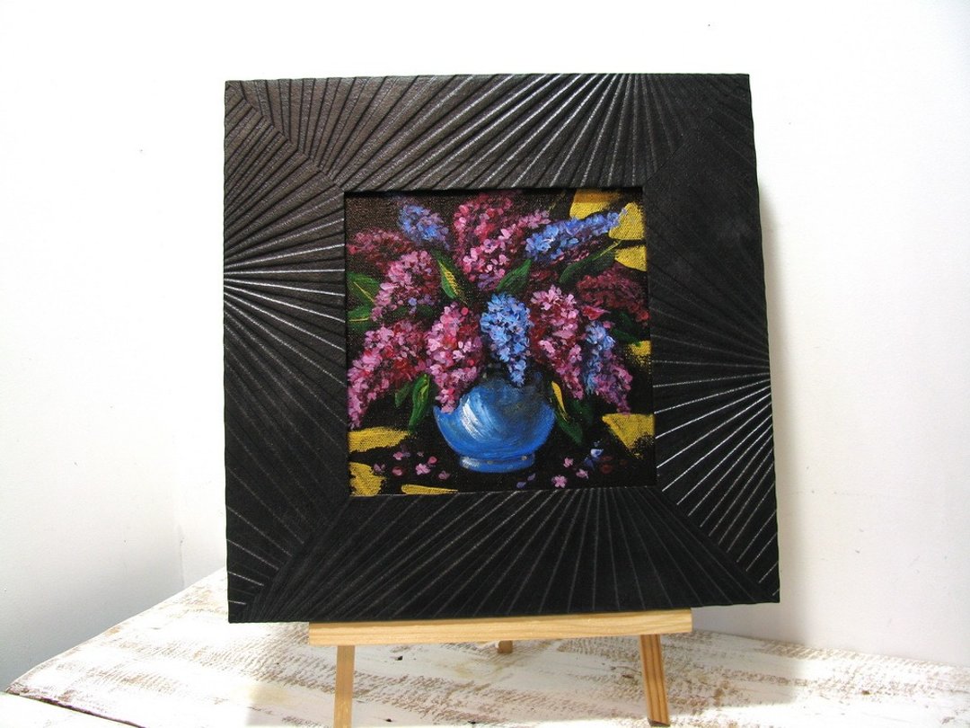 花瓶里的丁香花束油画小画布 - 墙贴/壁贴 - 其他材质 多色