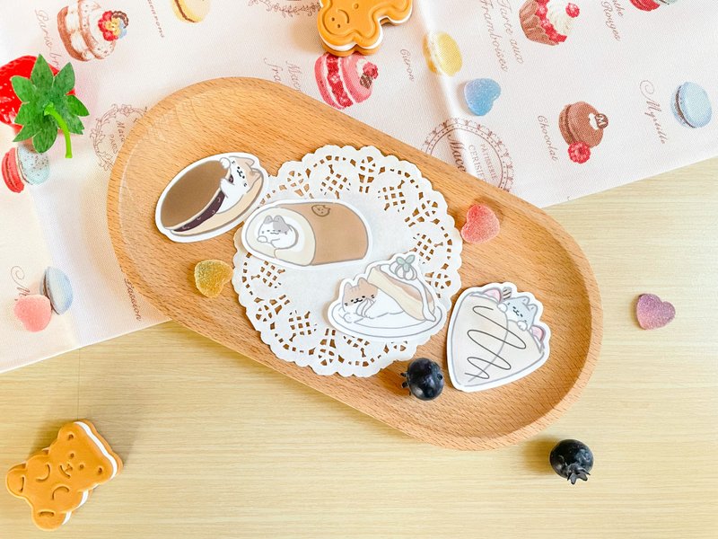 猫猫甜点棉被PVC防水贴纸、行李箱贴纸 - 贴纸 - 纸 多色