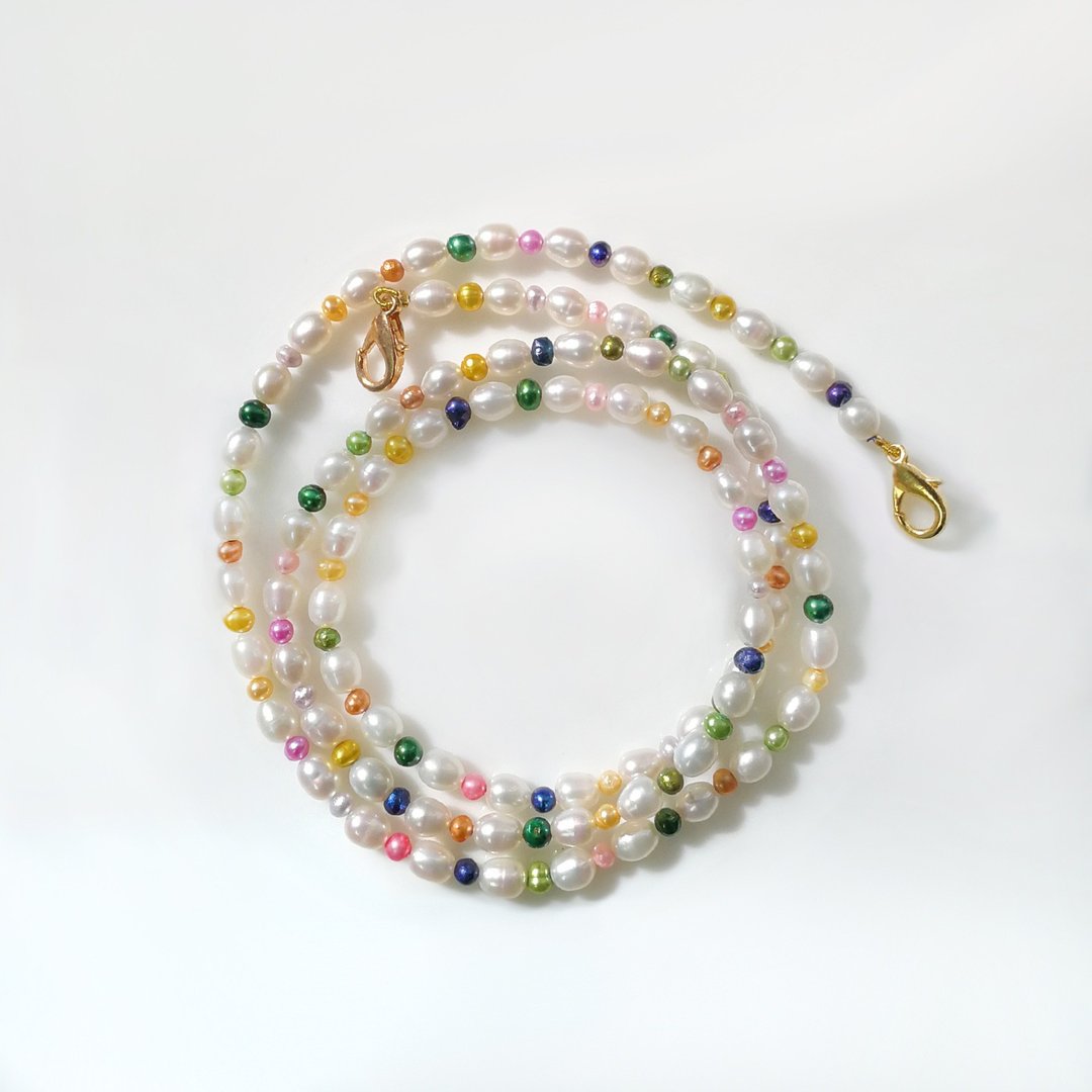 Color-多用途淡水珍珠口罩链-颈链-眼镜链-Airpods链60cm【换季特 - 口罩 - 珍珠 