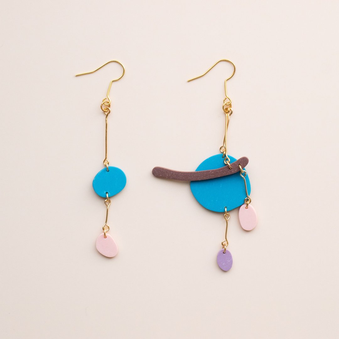 enogu -macaron- type-c (Pierce/ Clip-On) - 耳环/耳夹 - 塑料 蓝色