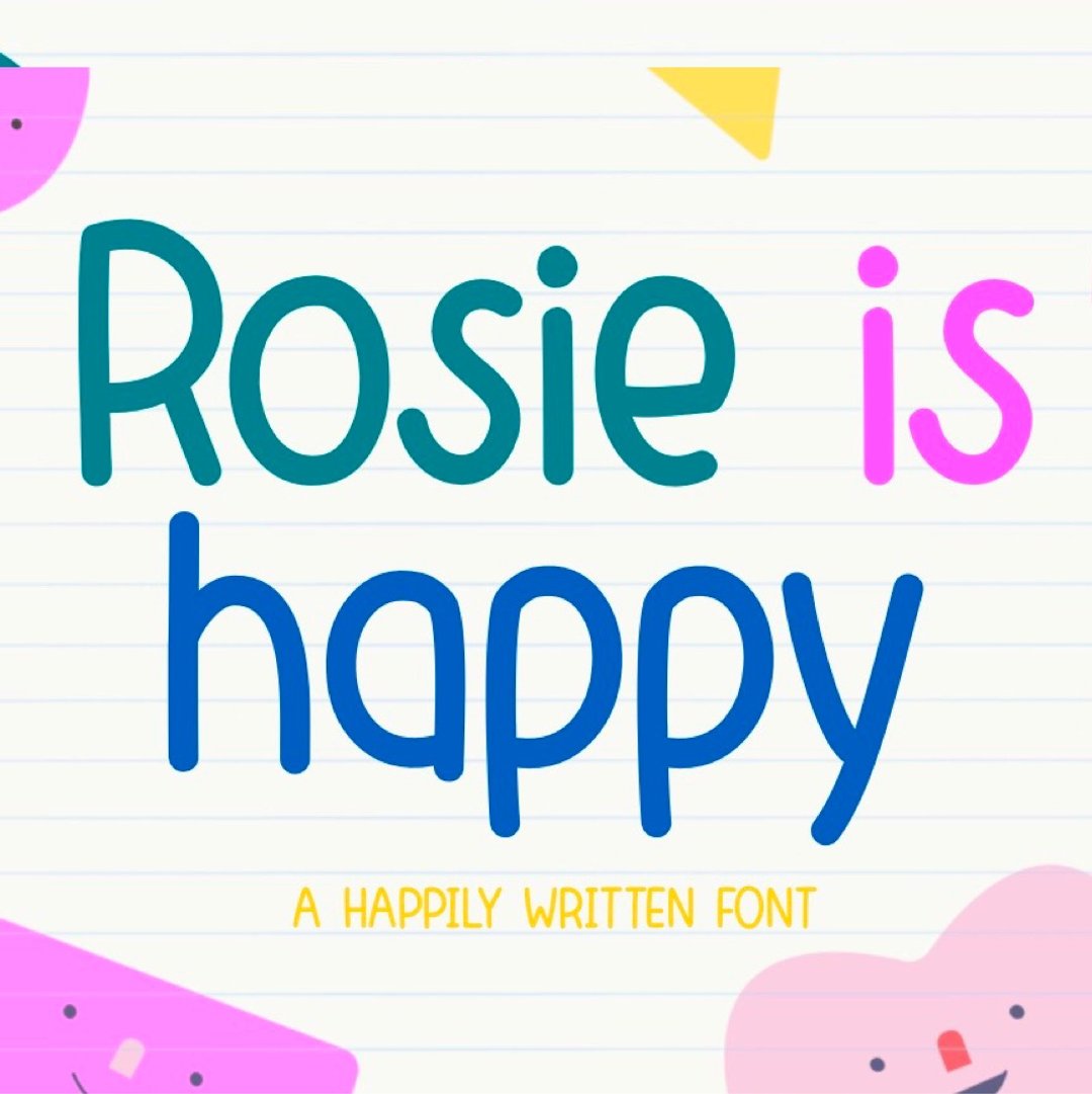 Rosie is Happy, cute, neat and simple handwriting font digital download OTF TTF - 字体设计 - 其他材质 