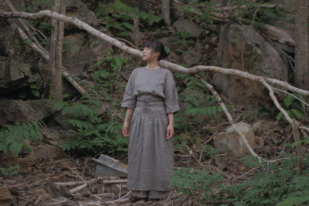 系带洋装 | 天然染色亚麻 - 女装上衣 - 棉 白色