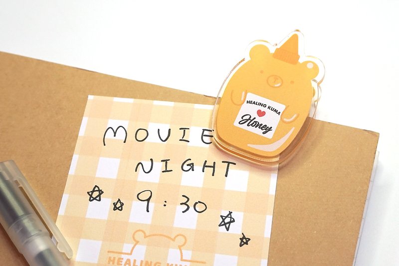 Healing Kuma Collection 小熊蜜糖文具胶夹子 | 原创亚克力文具 - 其他 - 压克力 黄色