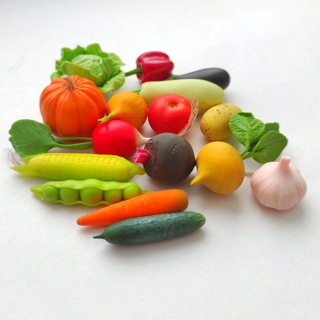 Dollhouse miniatures vegetables size 1/6 from polymer clay - kitchen play food - 玩具/玩偶 - 粘土 多色
