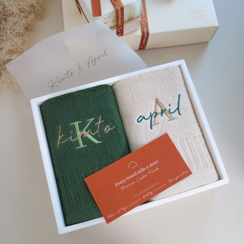 【香港毛巾品牌】定制化绣名毛巾 方巾 面巾 浴巾 100%美国棉制造 - 毛巾浴巾 - 棉．麻 