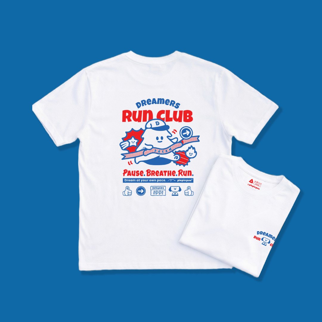 Dreamers Run Club 短袖 T 小树派派 - 中性连帽卫衣/T 恤 - 棉 