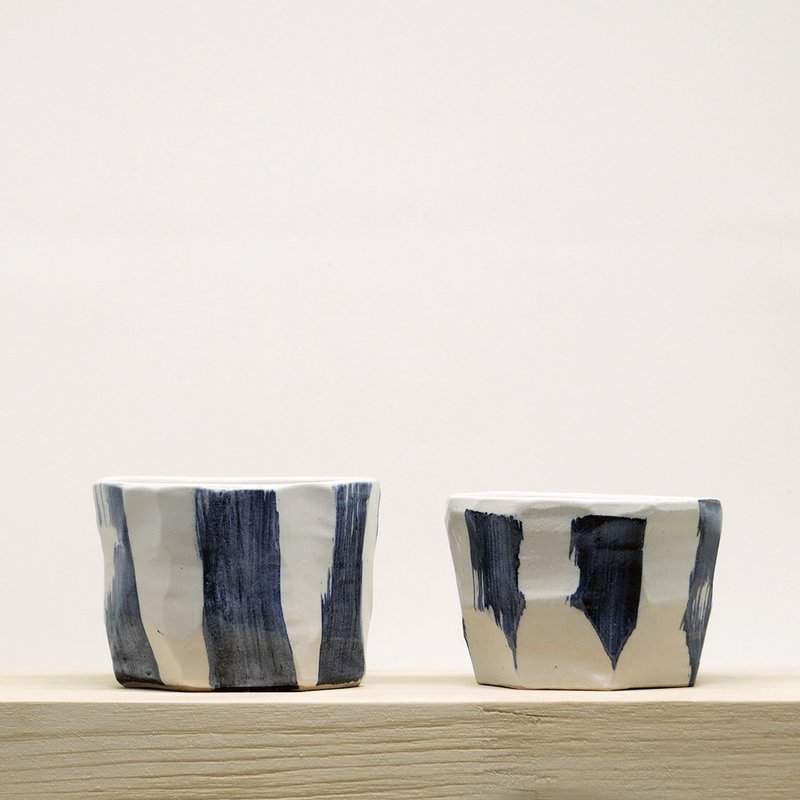 【劲 竹】陶对杯2号-强韧的刺竹林 - 茶具/茶杯 - 其他材质 白色