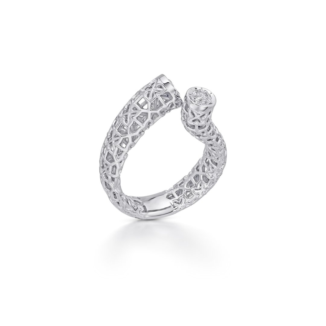 Nalikere Collection Silver Jewelry 925 Yellow Gold Plating with White Topaz - 戒指 - 宝石 银色