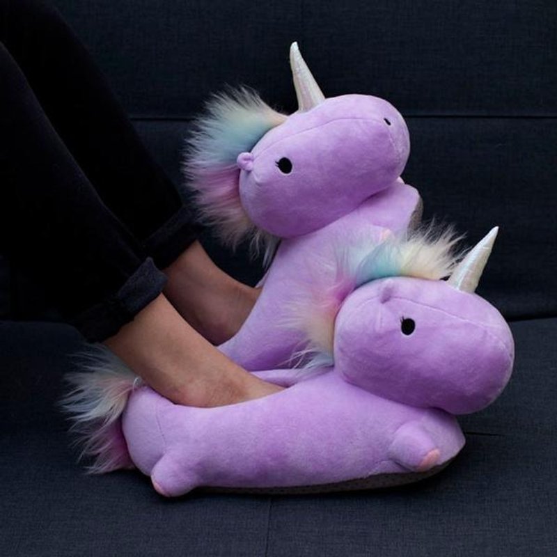 独角兽USB发热暖暖拖鞋 - 女款休闲鞋 - 棉．麻 多色