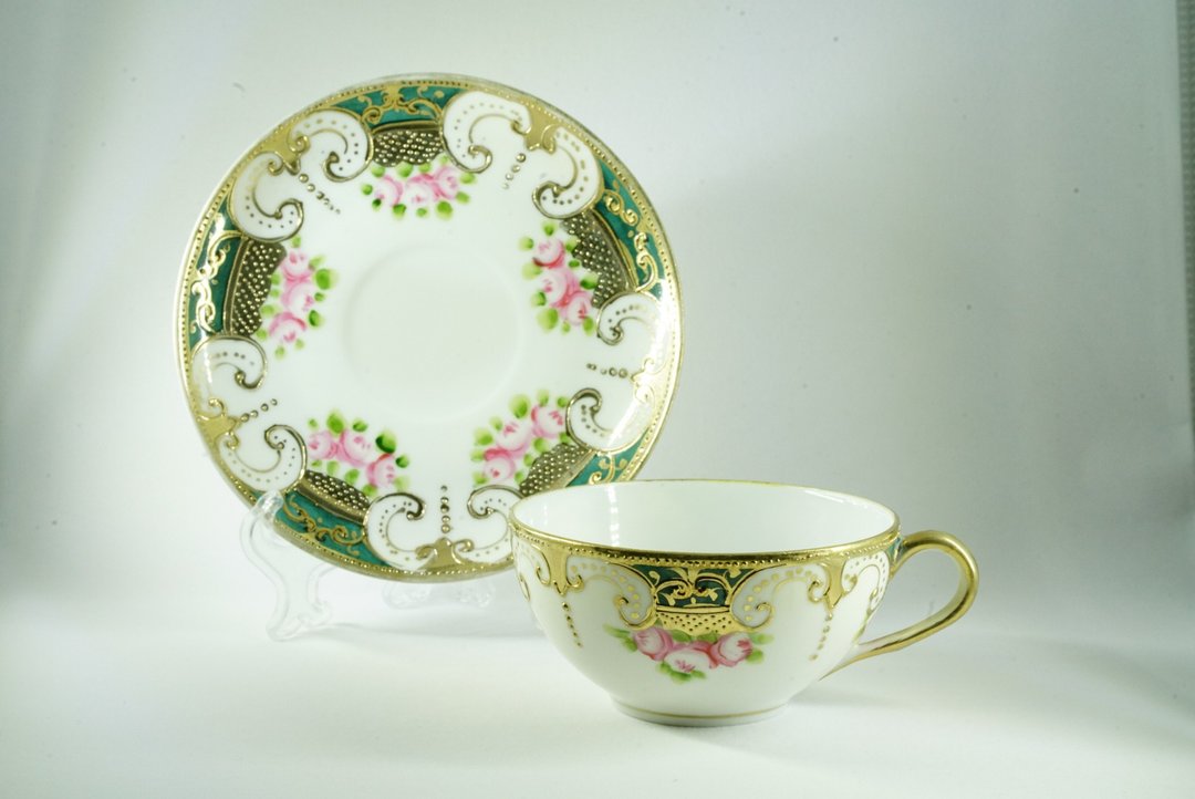 日本Noritake 烫金花茶杯 - 茶具/茶杯 - 瓷 白色