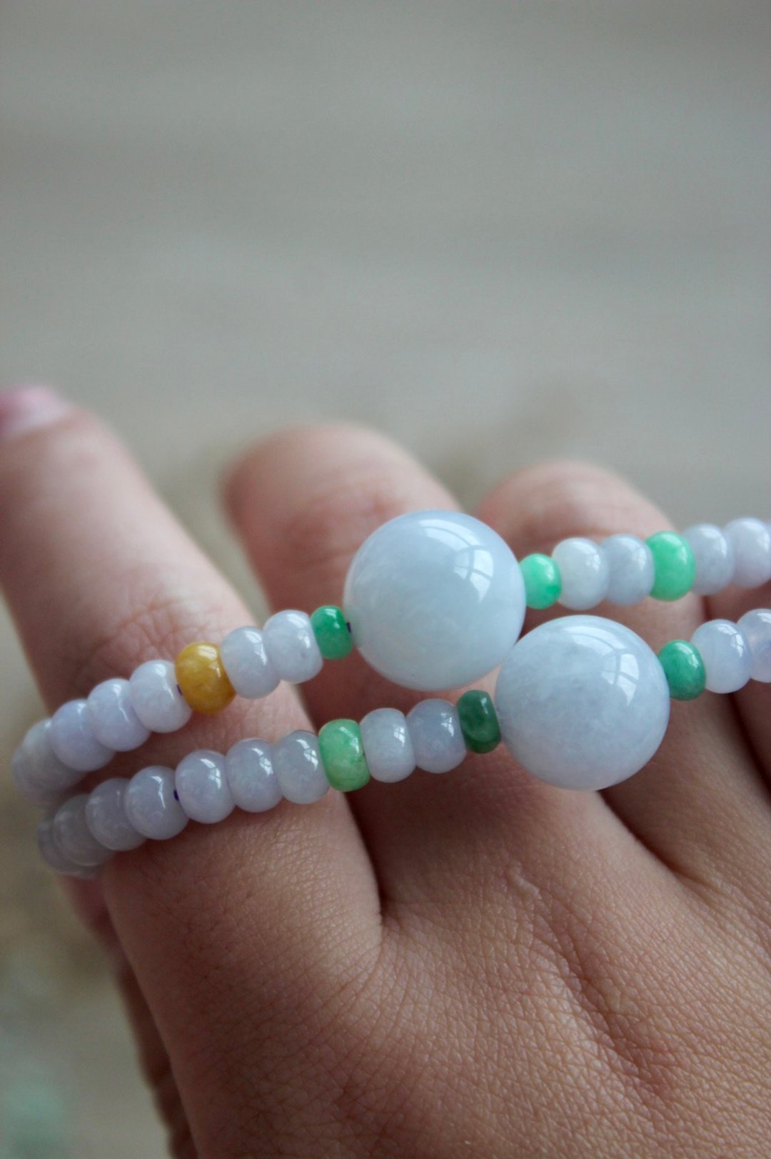 缅甸玉A货翡翠-冰紫罗兰大圆珠翡翠配高冰紫罗兰小玉珠手串/手链 - 手链/手环 - 玉石 