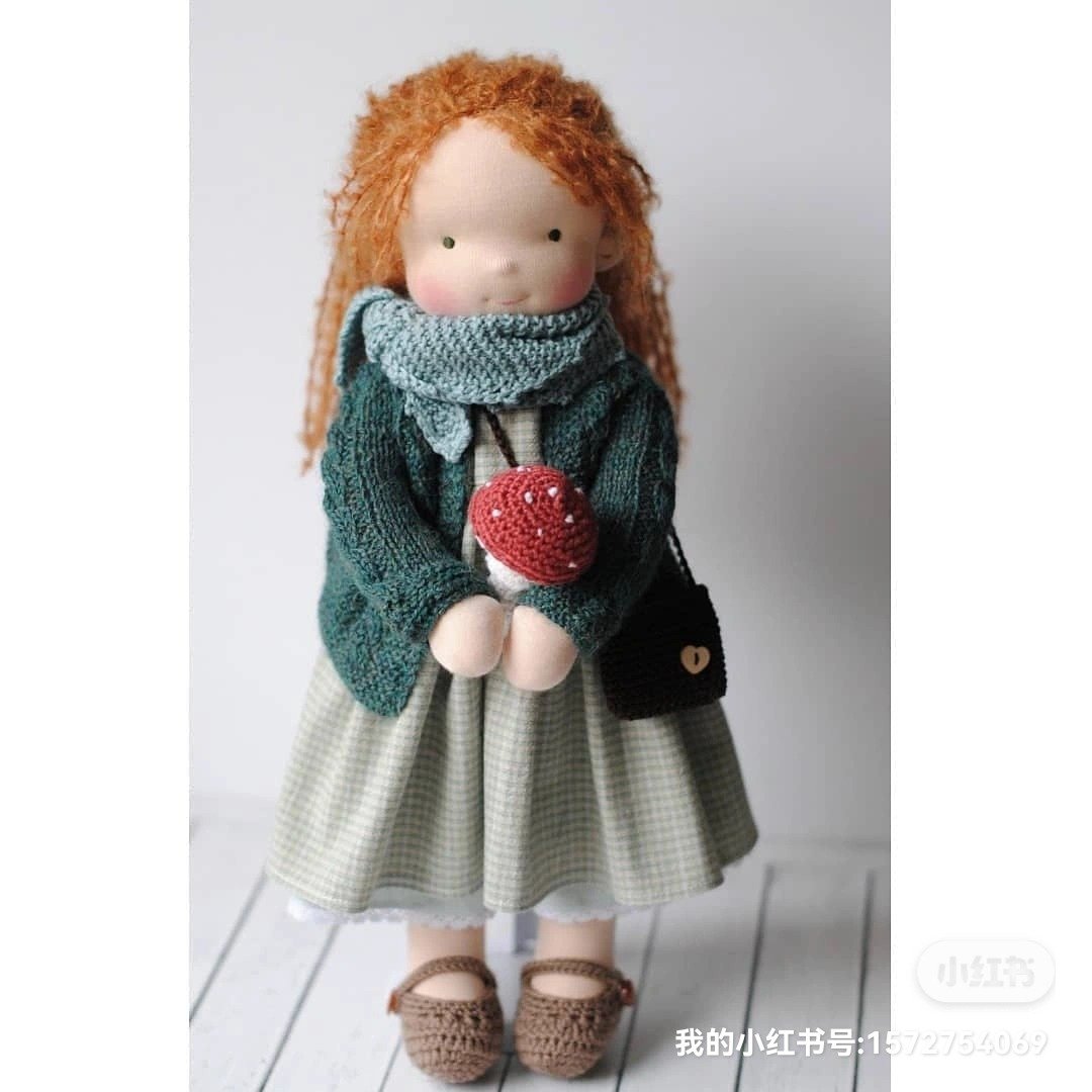 Doll for Waldorf style 14 inhes Waldorf doll Textile doll - 玩具/玩偶 - 棉．麻 绿色