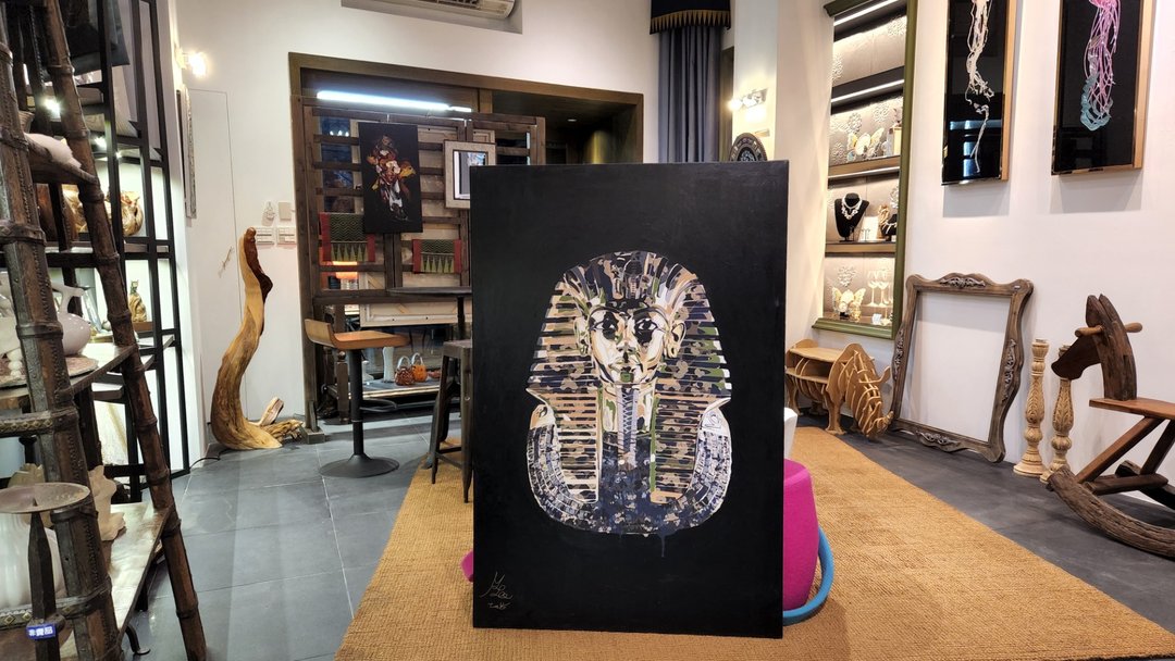 3色迷彩阶法老 原画作 135x90cm 油画布复合式媒材涂料 by NOELC - 海报/装饰画/版画 - 纸 蓝色
