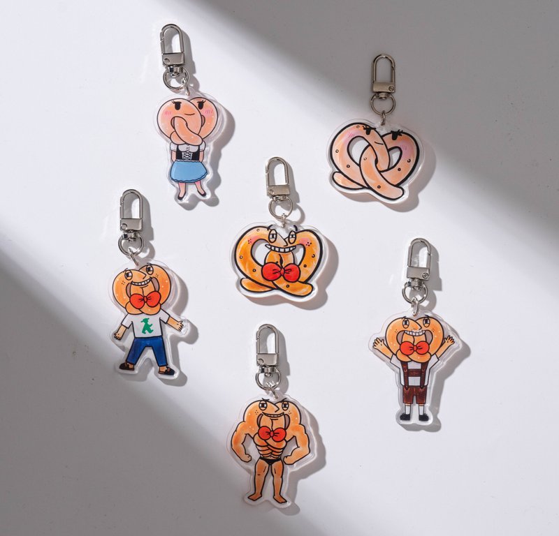 扭结面包造型钥匙圈-肌肉波特先生款 - 钥匙链/钥匙包 - 塑料 多色