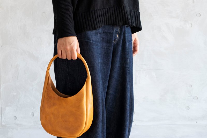 handbag oval - 手提包/手提袋 - 真皮 黄色