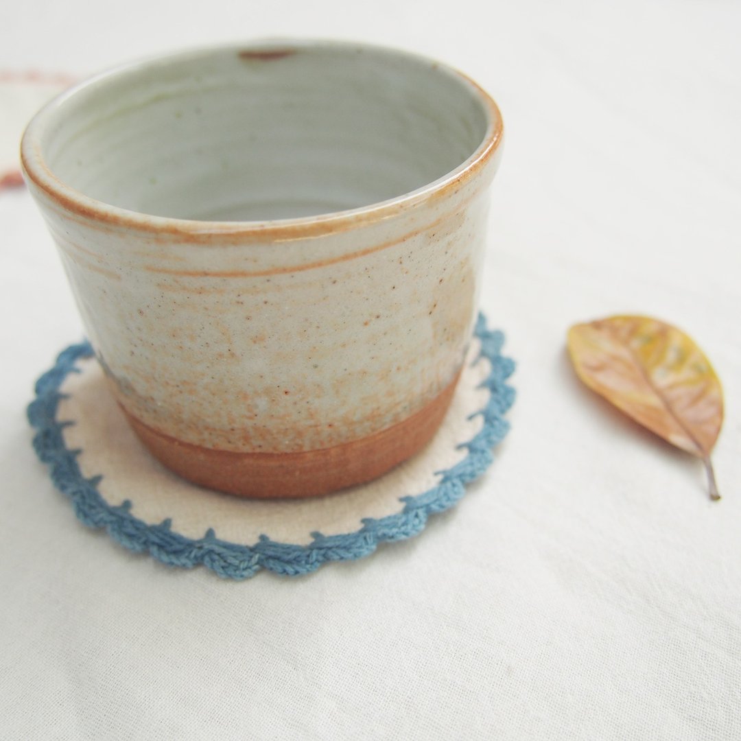 Crochet coaster: indigo lace - 杯垫 - 棉．麻 蓝色