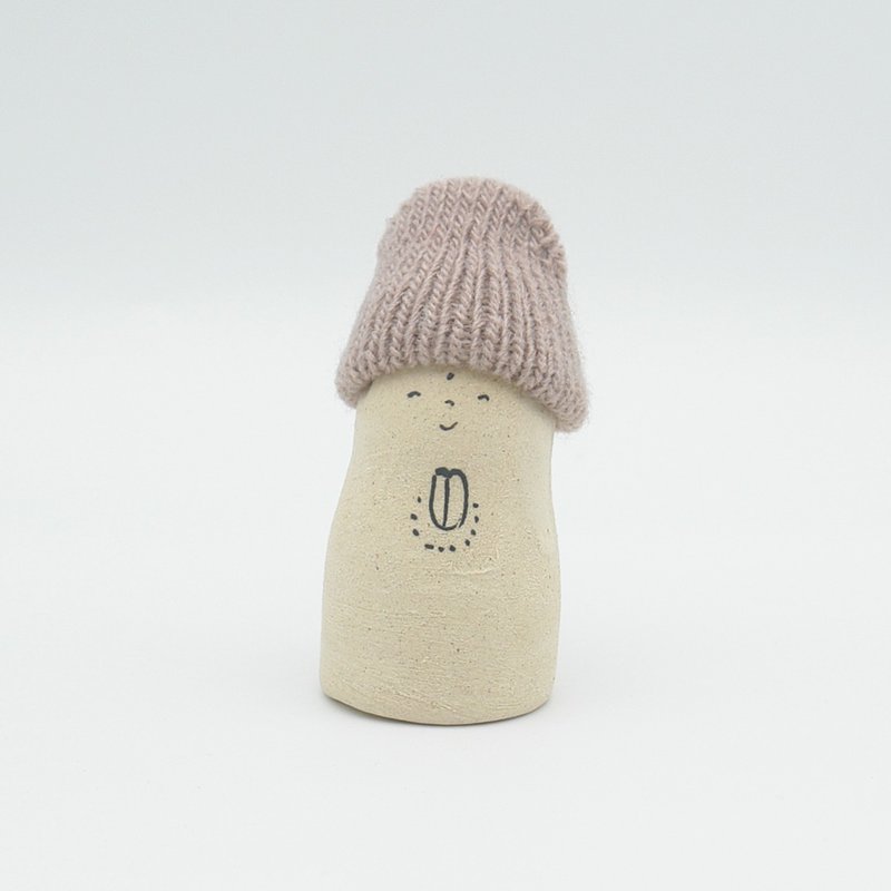 手工陶瓷娃娃地藏戴针织帽 S 号 - 摆饰 - 陶 卡其色