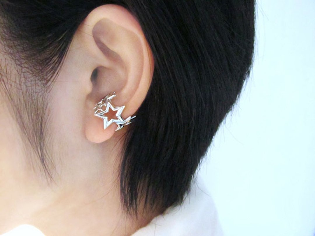 7 and 1/5 star ear cuffs - 耳环/耳夹 - 纯银 