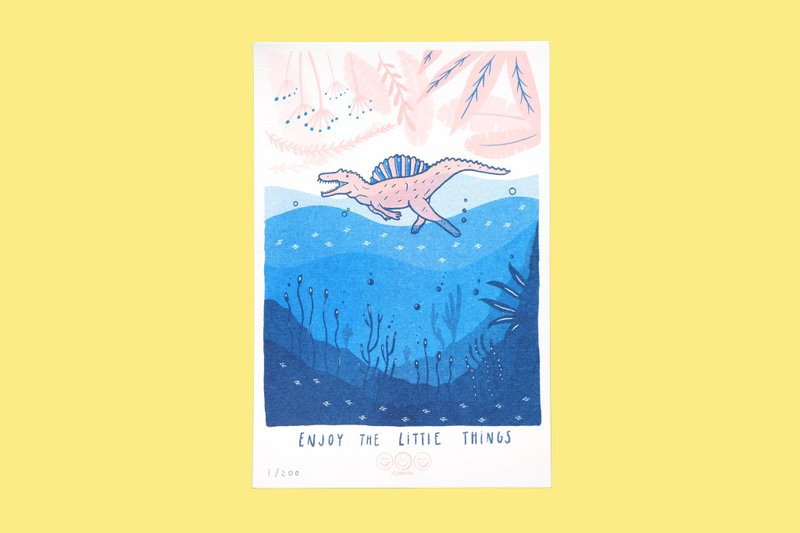 棘龙・恐龙系列卡片 ||  Risograph 孔版印刷 / 明信片 / 限量 - 卡片/明信片 - 纸 多色