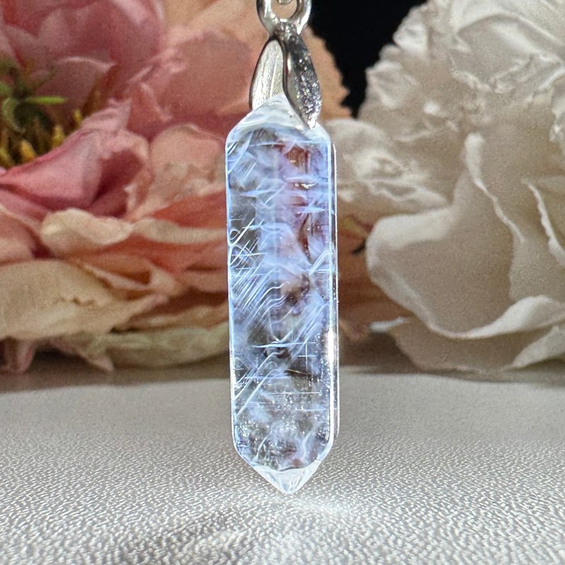 No.129 浓蜜爆多 显性蓝针 水晶 灵摆 肉眼可见蓝针 天使的羽毛 - 项链 - 水晶 透明