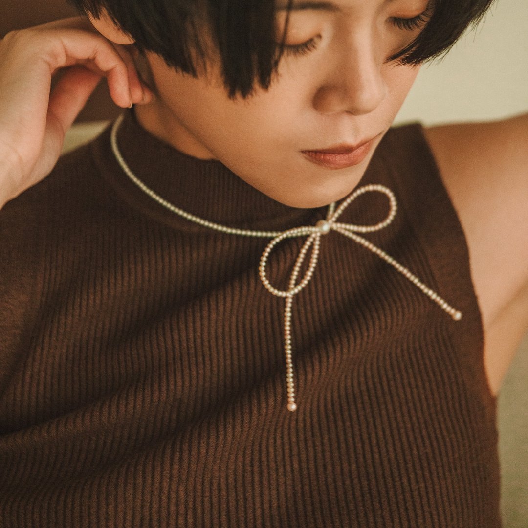 Amélie L._大蝴蝶结珍珠项链 - 项链 - 珍珠 多色