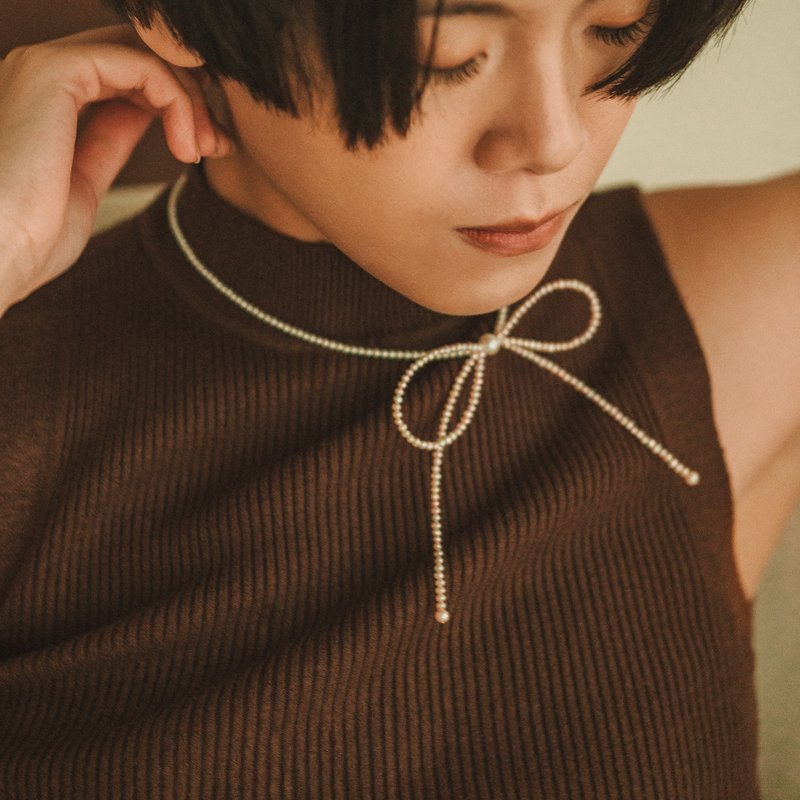 Amélie L._大蝴蝶结珍珠项链 - 项链 - 珍珠 多色