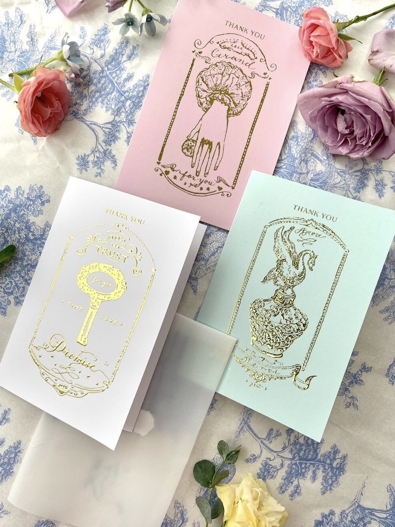 (GRIT) 复古卡片套装（3 张） - 卡片/明信片 - 纸 