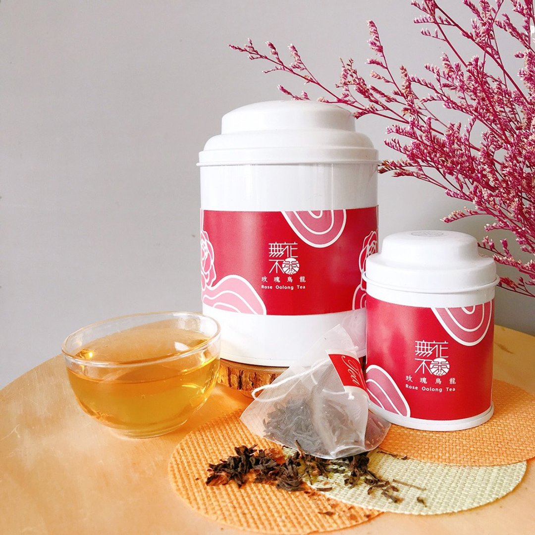 【无花不茶】花入乌龙茶-玫瑰乌龙—3g三角茶包x10入_大圆罐装 - 茶 - 新鲜食材 红色