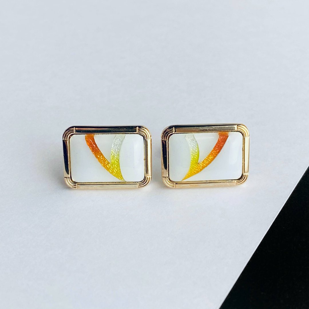 Halley [Gold] Cufflinks Cufflinks Pure Silver Wire Cloisonne 18kgf - 袖扣 - 其他材质 金色