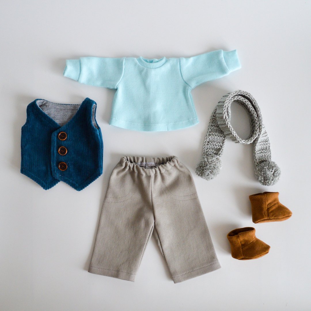 Ready to ship set of clothes for boy doll 12 inches (30cm) - boy doll outfit - 玩具/玩偶 - 棉 