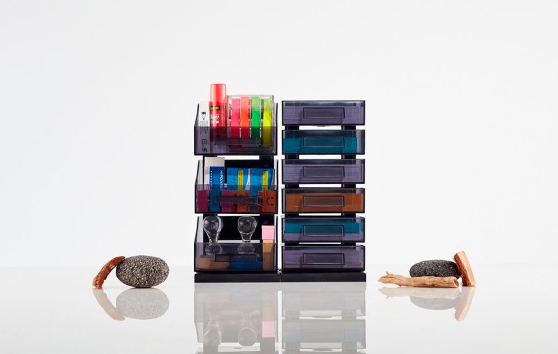 磁吸式创意多功能名片/小物收纳架-三层+六层-黑 - 名片架/名片座 - 塑料 黑色