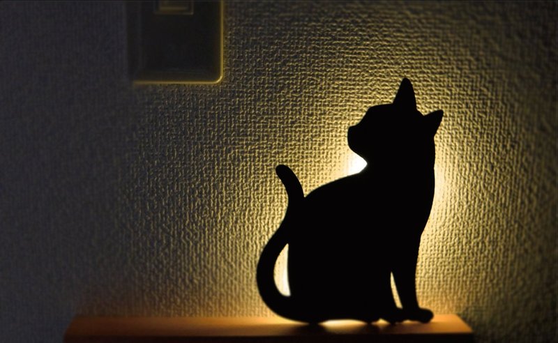 日本 Cat Wall Light 体感声控猫咪壁灯 - 回头猫 - 墙贴/壁贴 - 其他材质 黑色
