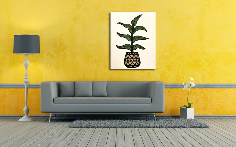 Indoor Plants Painting, Plant Wall Art,  Wall Decor, Botanical Painting - 海报/装饰画/版画 - 压克力 多色