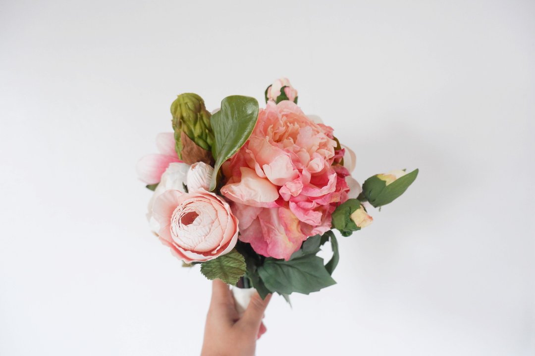 Pink flower bouquet, wedding bouquet, bridal bouquet - 其他 - 塑料 粉红色