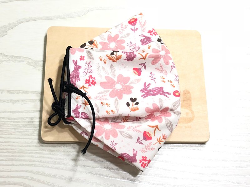 粉兔.樱花/成人.儿童.幼幼.立体服贴布口罩.有鼻梁压条.可放滤材 - 口罩 - 棉．麻 粉红色