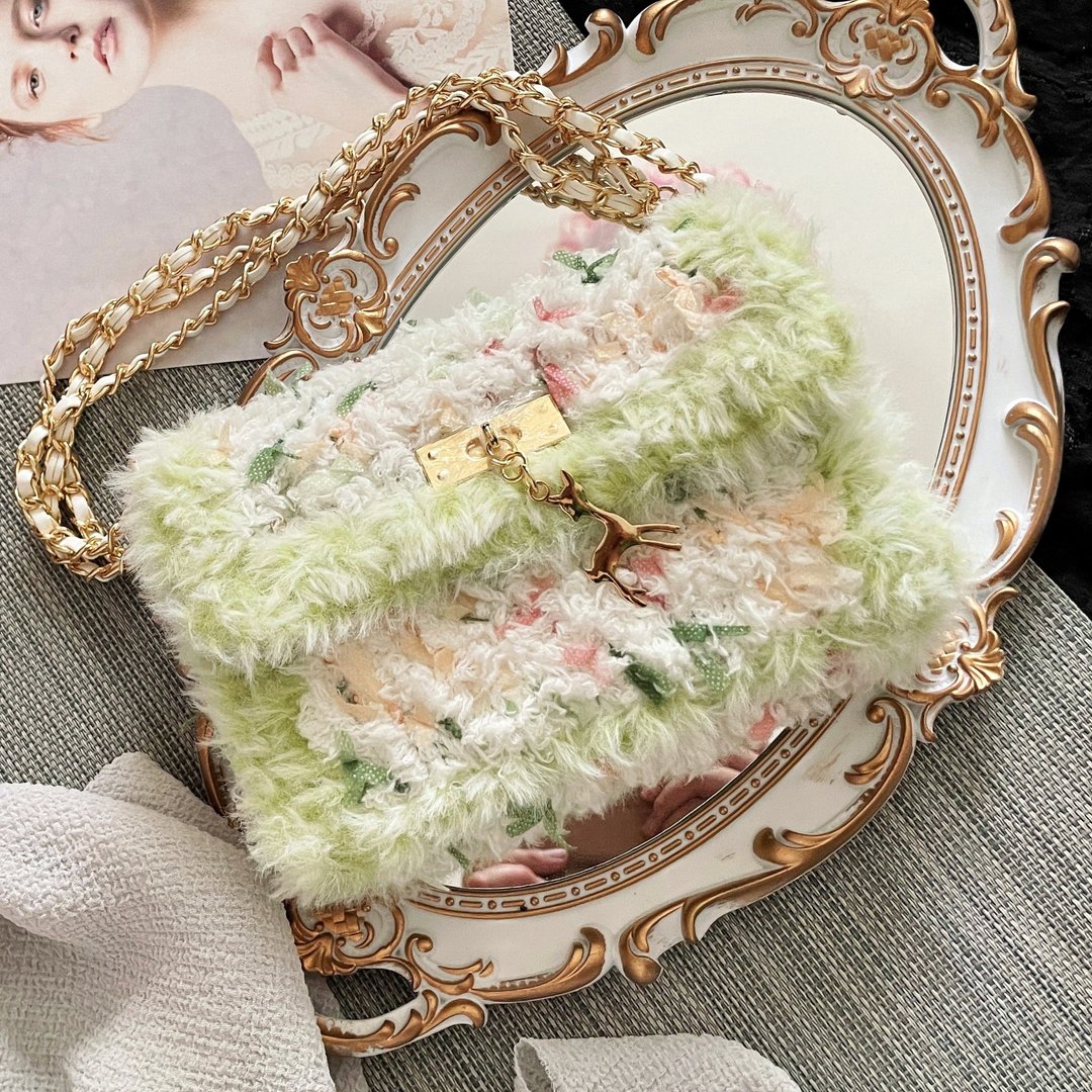 手工编织包/ 提袋 斜背包包 礼物 毛线包 侧背包 手提 母亲节礼品 - 侧背包/斜挎包 - 其他材质 绿色