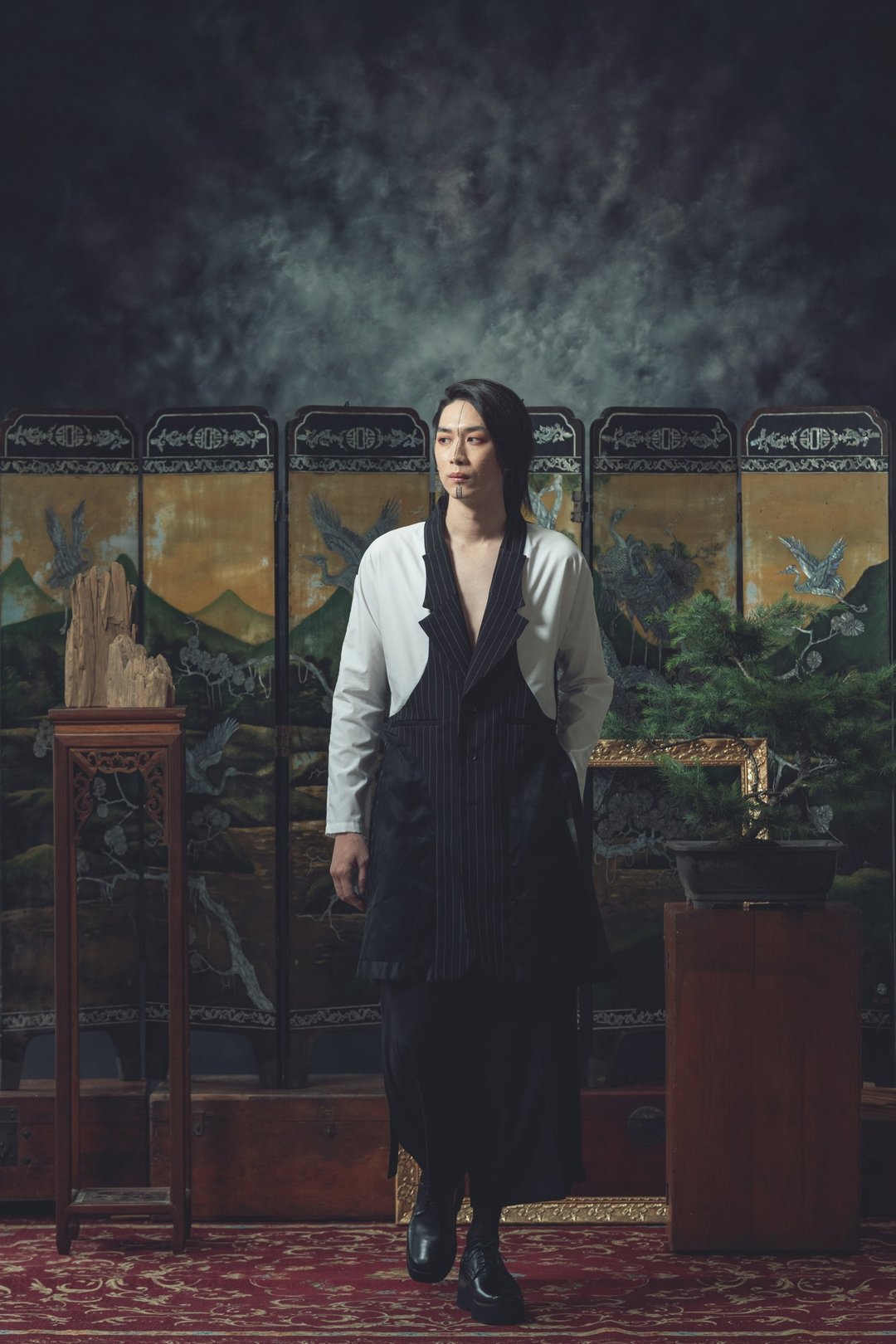 台湾衫解构罩衫(201T10) - 男装外套 - 聚酯纤维 黑色