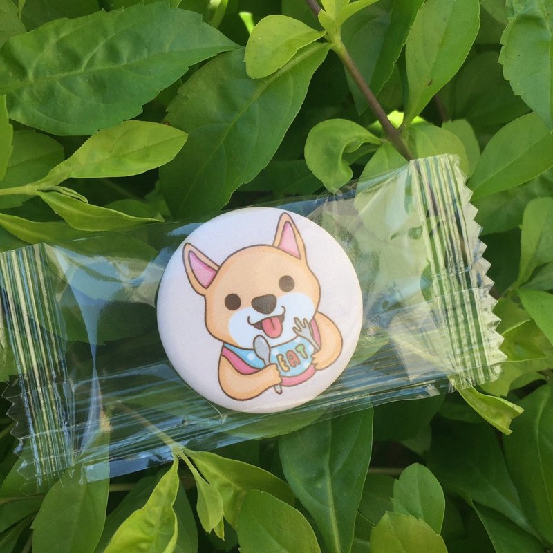 贪吃柴犬/小徽章(32mm) - 徽章/别针 - 塑料 红色