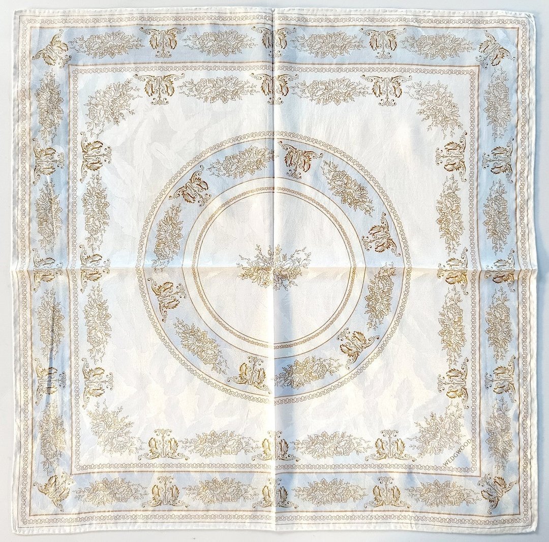 WEDGWOOD 古董丝巾 - 新古典主义奖章图案 23 x 23 英寸 - 丝巾 - 棉 蓝色