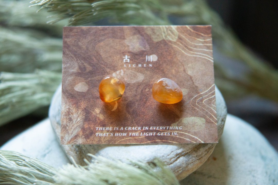 CRACK | 矿物系耳环 |  EARRINGS - 耳环/耳夹 - 玉石 橘色