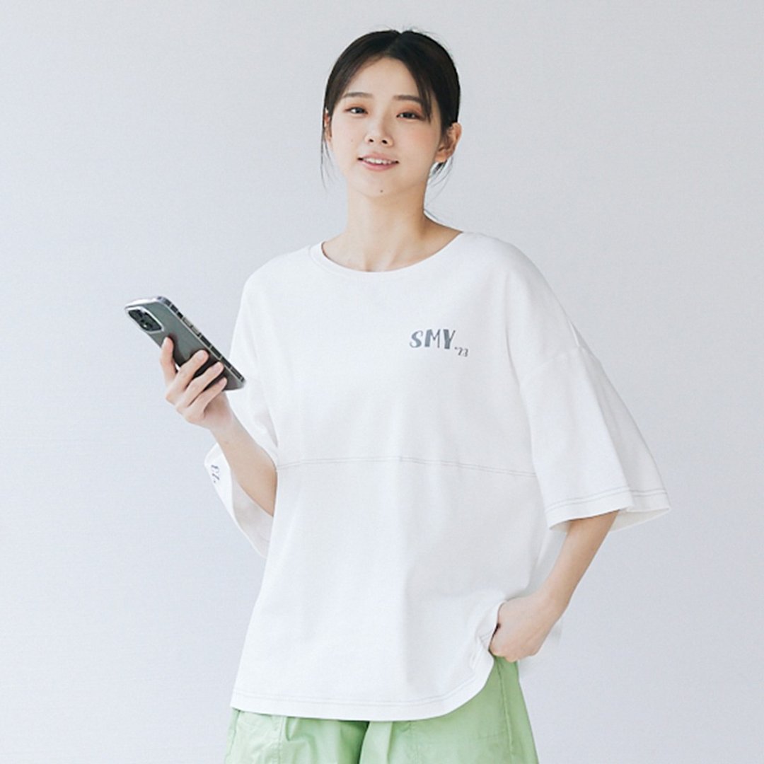 【Simply Yours】SMY'23撞色车线T 灰F - 女装 T 恤 - 棉．麻 灰色