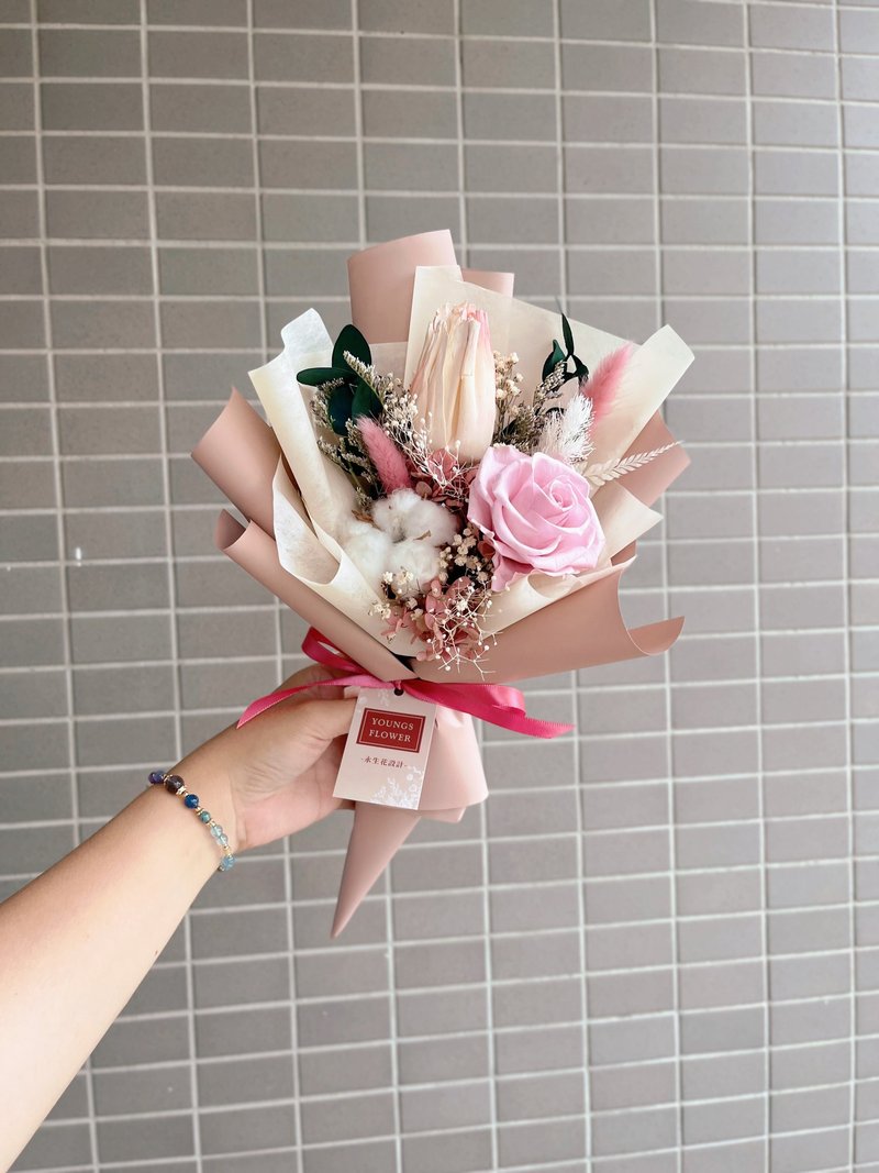 推荐 毕业季花束 冰淇淋花束 脏脏粉 干燥花束 - 干燥花/捧花 - 植物．花 粉红色