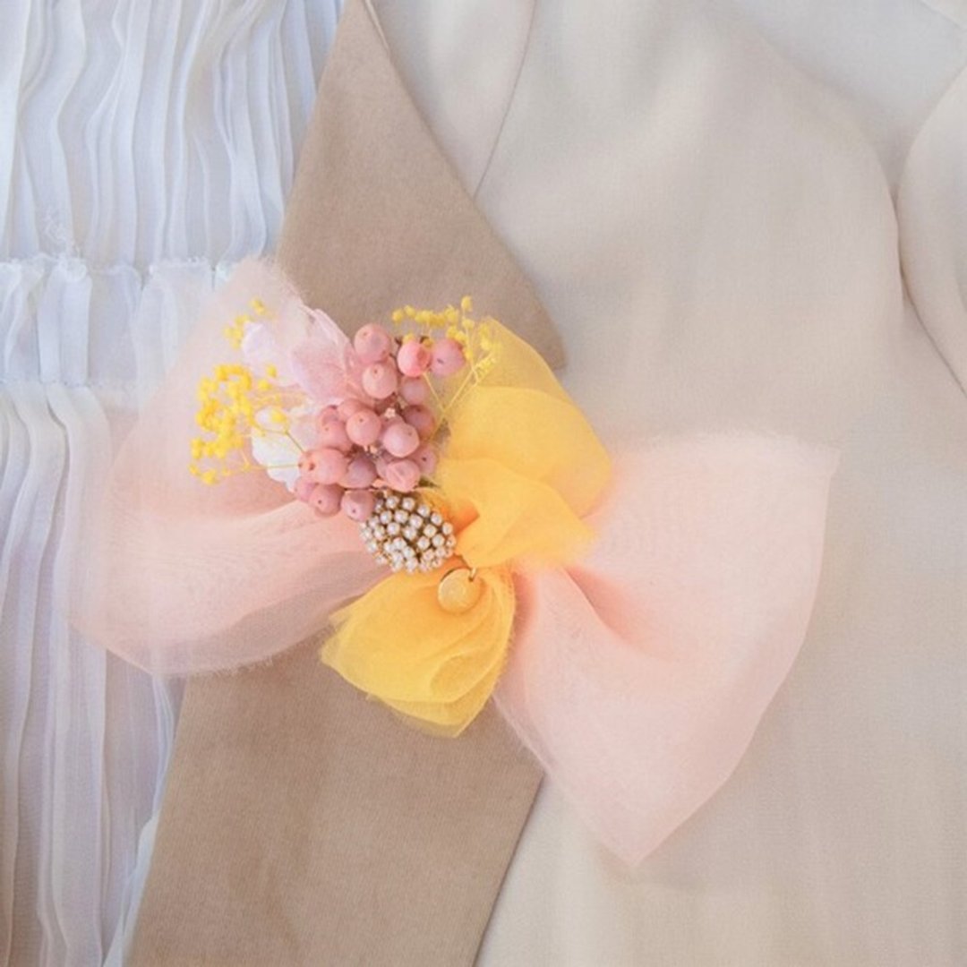 Soft Ribbon Corsage | Happy - 胸花/手腕花 - 其他材质 粉红色